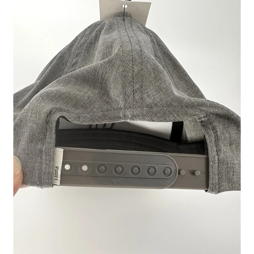 NWT Vuori Magnitude Hat Heather Gray Black V Logo Performance Snapback
